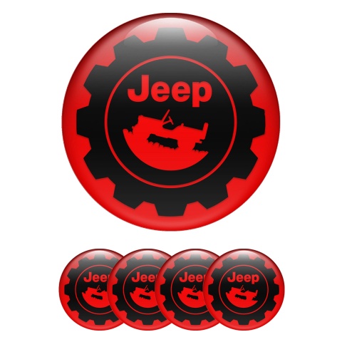 Jeep Wheel Center Cap Emblems Red Black Edition