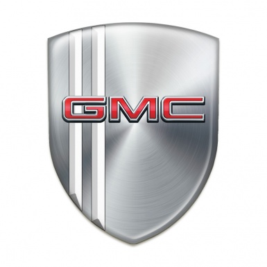 GMC Silicone Emblem Silver Design with White Lines 
