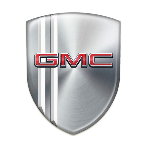 GMC Silicone Emblem Silver Design with White Lines 