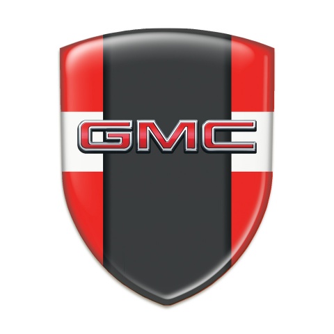 GMC Emblem Badge Logo red with White Band and Graphite Panel 