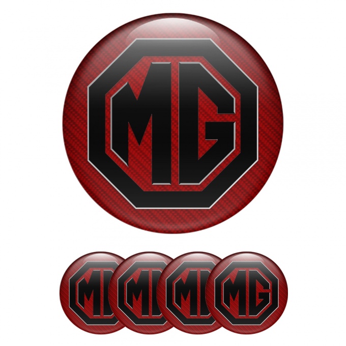 MG Wheel Center Cap Emblems Black Red Carbon Edition