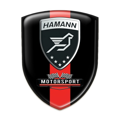 Hamann Silicone Car Decal Badge Black with Red Ribbon Edition 