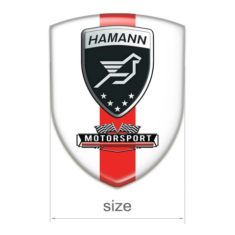 Hamann Logo Emblem White with Red Ribbon Motorsport Style 