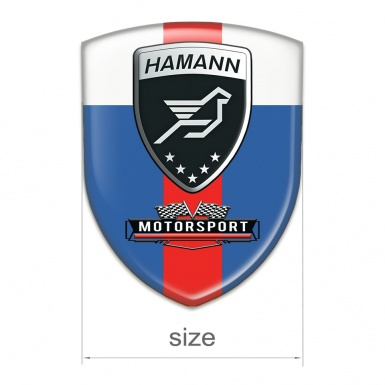 Hamann Self Adhesive Emblem Logo Blue White with Red Ribbon motorsport Style 