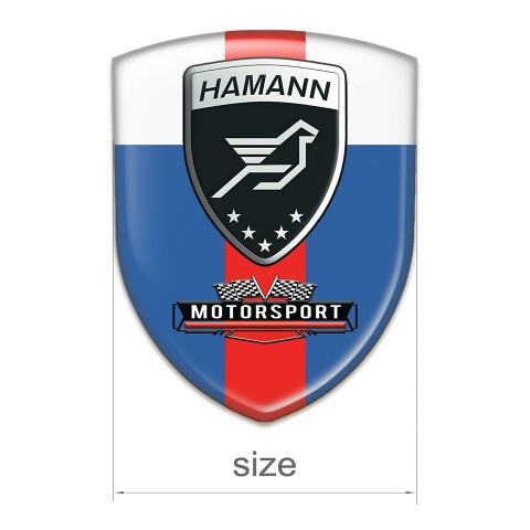 Hamann Self Adhesive Emblem Logo Blue White with Red Ribbon motorsport Style 