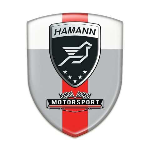 Hamann Silicone Emblem Grey White with Red Ribbon Style 
