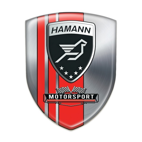 Hamann Silicone Car Decal Badge Silver with Red Bands Motorsport Style 