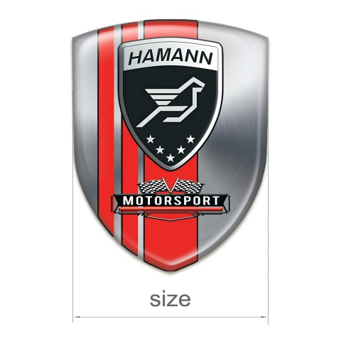 Hamann Silicone Car Decal Badge Silver with Red Bands Motorsport Style 