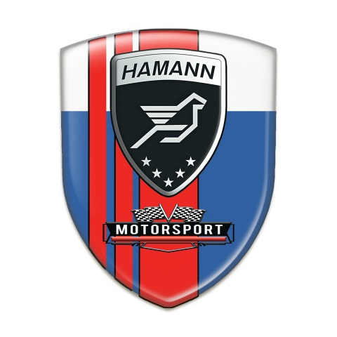 Hamann Self Adhesive Emblem Logo Blue White with Red Bands style 