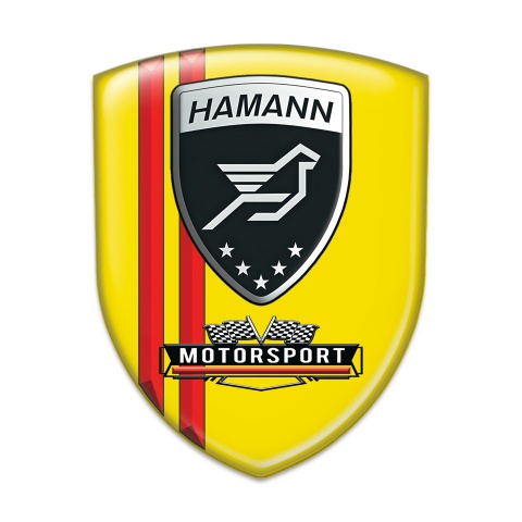 Hamann Self Adhesive Car logo Emblem Yellow with Red Lines Design 