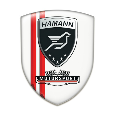 Hamann Car Interior Badge White with Red Lines and Shield logo Style 
