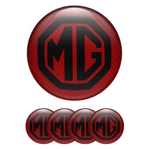 MG Emblem Stickers for Wheel Center Caps Red Carbon