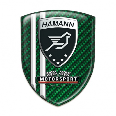 Hamann Silicone Car Decal Badge Green Carbon And White Stripes Style 