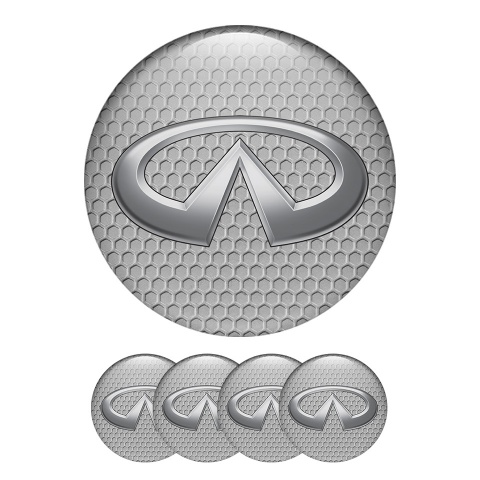 Infiniti Domed Stickers Wheel Center Cap Silver Line