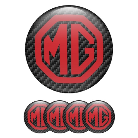 MG Emblems for Wheel Center Caps Carbon Red Logo