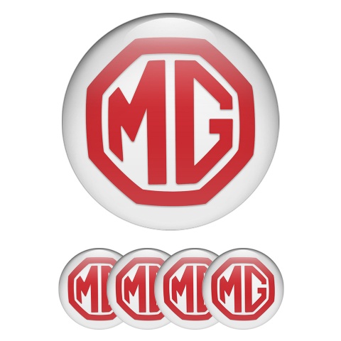 MG Emblems for Wheel Center Caps White Red Logo