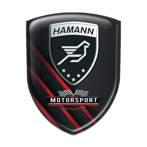 Hamann Domed Emblem Black with Red Diagonal Lines Decoration 