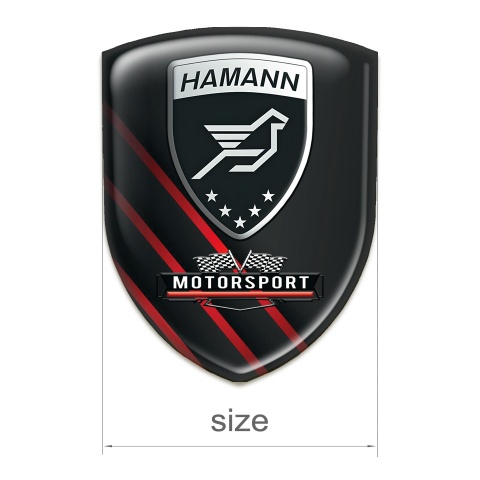 Hamann Domed Emblem Black with Red Diagonal Lines Decoration 