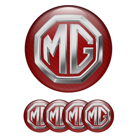 MG Wheel Emblems for Center Caps Red Carbon 3D Logo
