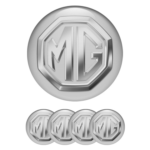 MG Wheel Emblems for Center Caps Grey 3D Logo