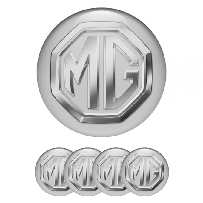 MG Wheel Emblems for Center Caps Grey 3D Logo