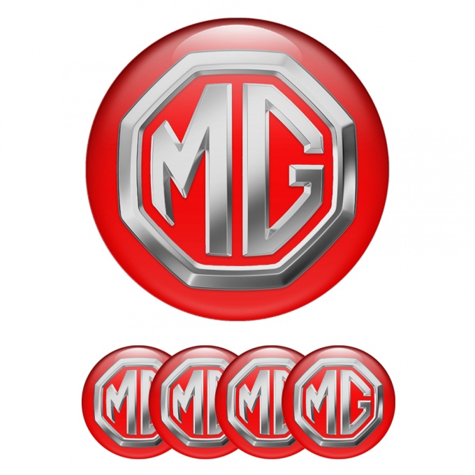 MG Wheel Emblems for Center Caps Red 3D Logo