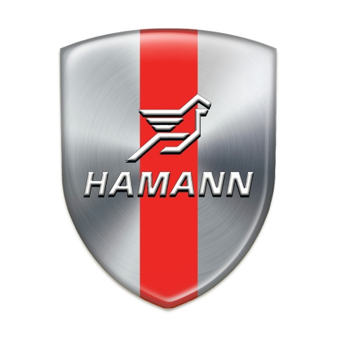 Hamann Tuning Badge Silver with Red Ribbon Pattern 
