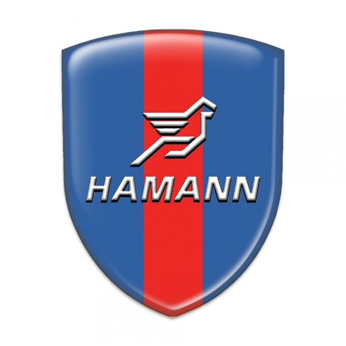 Hamann Car Accessories Badge Blue with Red Ribbon Pattern 
