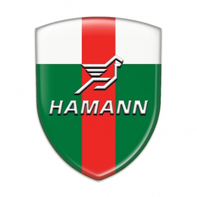 Hamann Silicone Car Decal Badge Green White with Red Ribbon Pattern 