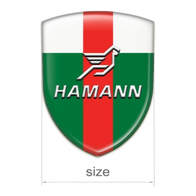 Hamann Silicone Car Decal Badge Green White with Red Ribbon Pattern 
