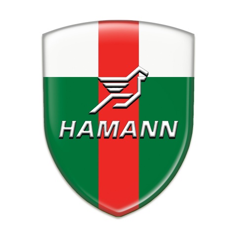 Hamann Silicone Car Decal Badge Green White with Red Ribbon Pattern 
