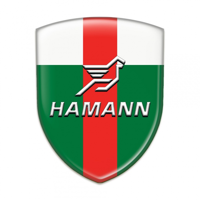 Hamann Silicone Car Decal Badge Green White with Red Ribbon Pattern 