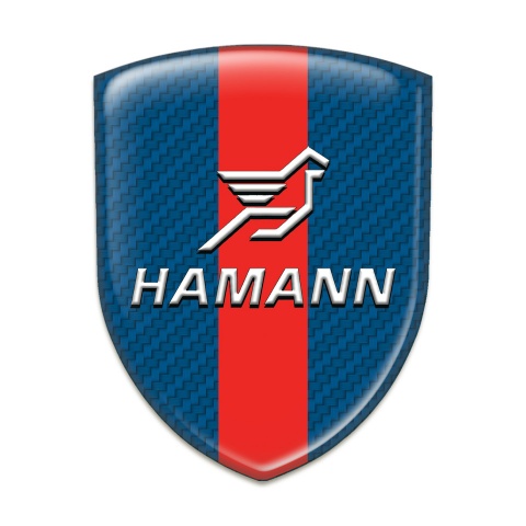 Hamann Emblem Badge Logo Navy Blue Carbon with Red Ribbon pattern 