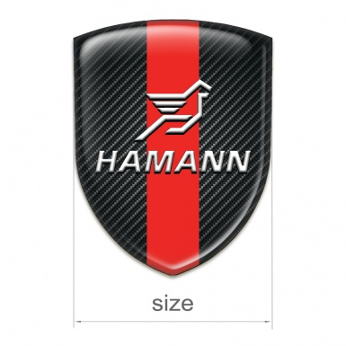 Hamann Self Adhesive Emblem Logo Black Fibers with Red Band Pattern 