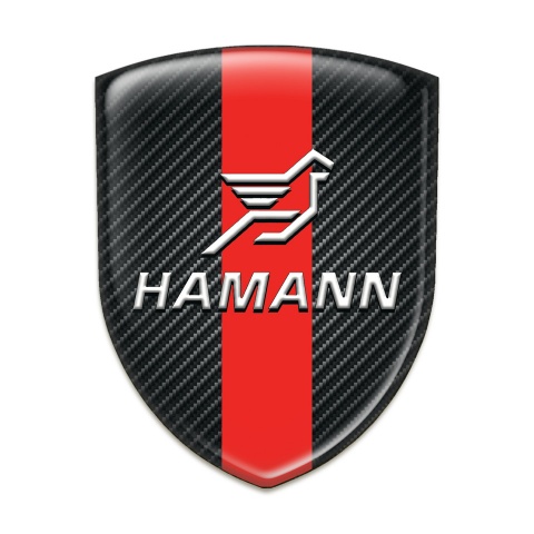 Hamann Self Adhesive Emblem Logo Black Fibers with Red Band Pattern 