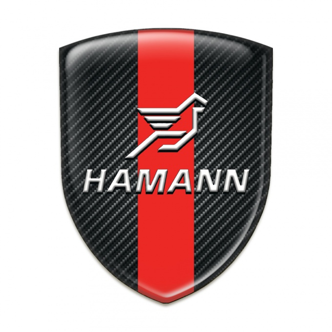 Hamann Self Adhesive Emblem Logo Black Fibers with Red Band Pattern 
