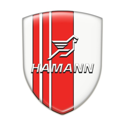 Hamann Silicone Car Decal Badge White with Red Tapes Pattern 
