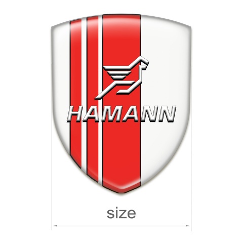 Hamann Silicone Car Decal Badge White with Red Tapes Pattern 