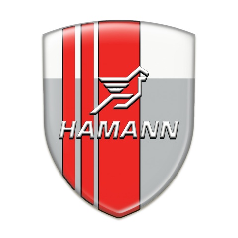 Hamann Emblem Badge Logo Grey White with Red Tapes Style 