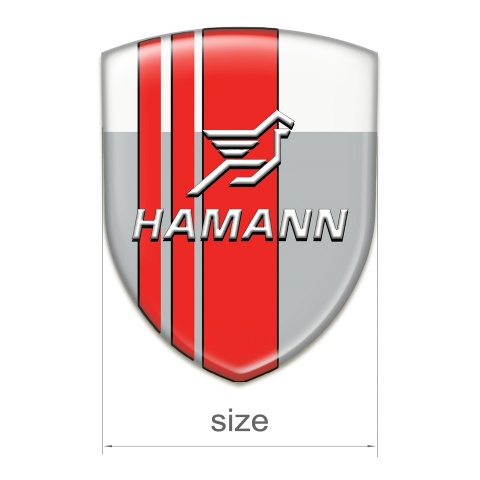 Hamann Emblem Badge Logo Grey White with Red Tapes Style 