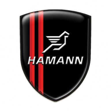 Hamann Self Adhesive Emblem Logo Black with red Lines Type 