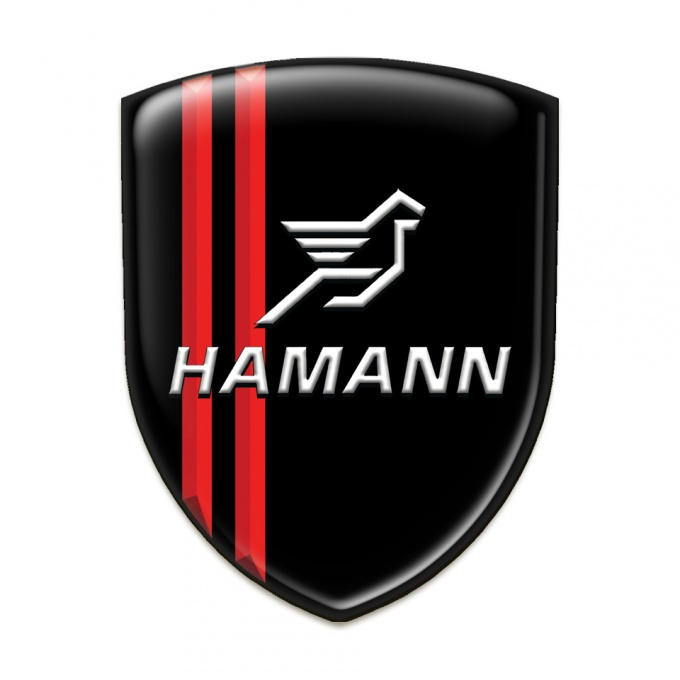 Hamann Self Adhesive Emblem Logo Black with red Lines Type 