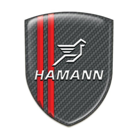 Hamann Silicone Car Decal Badge Dark Grey Carbon Red Lines Style 