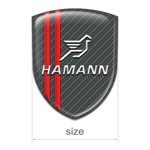 Hamann Silicone Car Decal Badge Dark Grey Carbon Red Lines Style 
