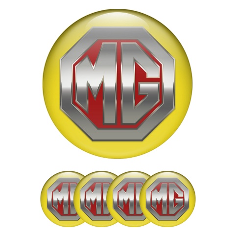 MG Wheel Emblems for Center Caps Yellow 3D Logo