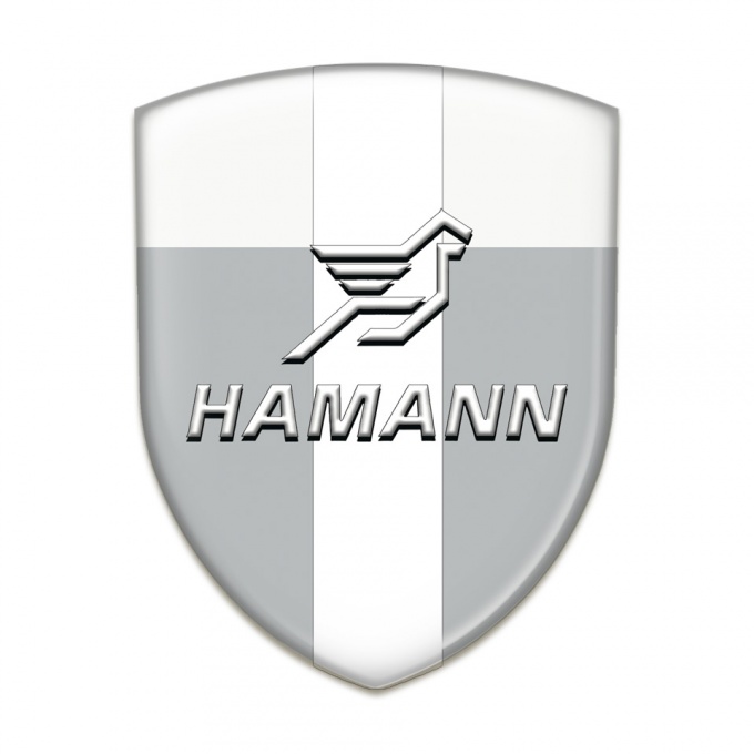 Hamann Car Interior Badge Grey White Print with Central White Tape 
