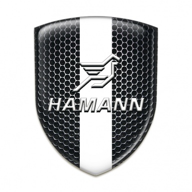 Hamann Self Adhesive Emblem Logo Perforated Steel with White Central Tape 