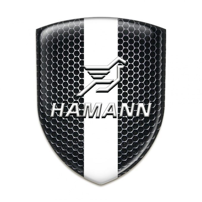 Hamann Self Adhesive Emblem Logo Perforated Steel with White Central Tape 
