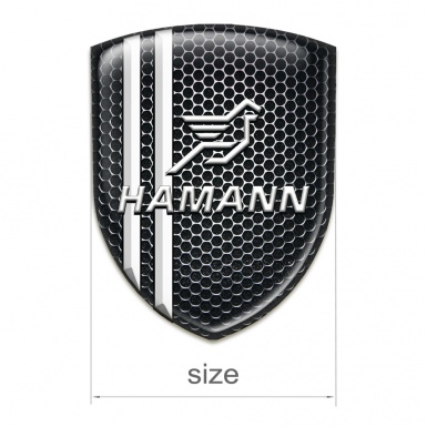Hamann Domed Emblem Perforated Steel with White Stripes and Classic Logo 