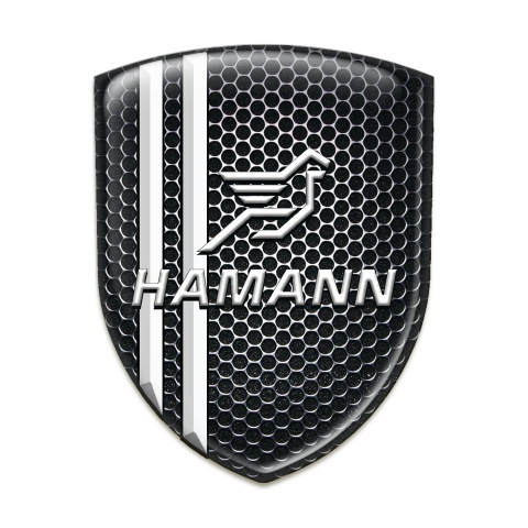Hamann Domed Emblem Perforated Steel with White Stripes and Classic Logo 
